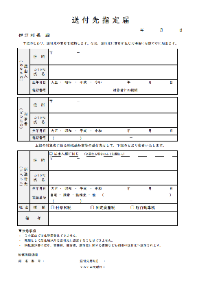 送付先指定届(原本）